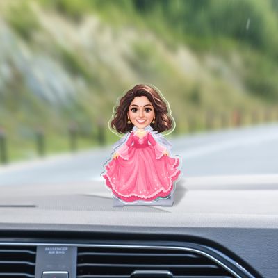 Personalized Princess Theme Bobblehead Caricature Solar Powered with Moving Head Custom with Photo Birthday Return Gift for Girls Kids Room Desk Decor & Car Dashboard